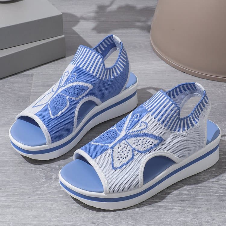 Cross-border trade plus size 2025 summer new casual flyknit hollow fish mouth beach women's sports sandals in stock