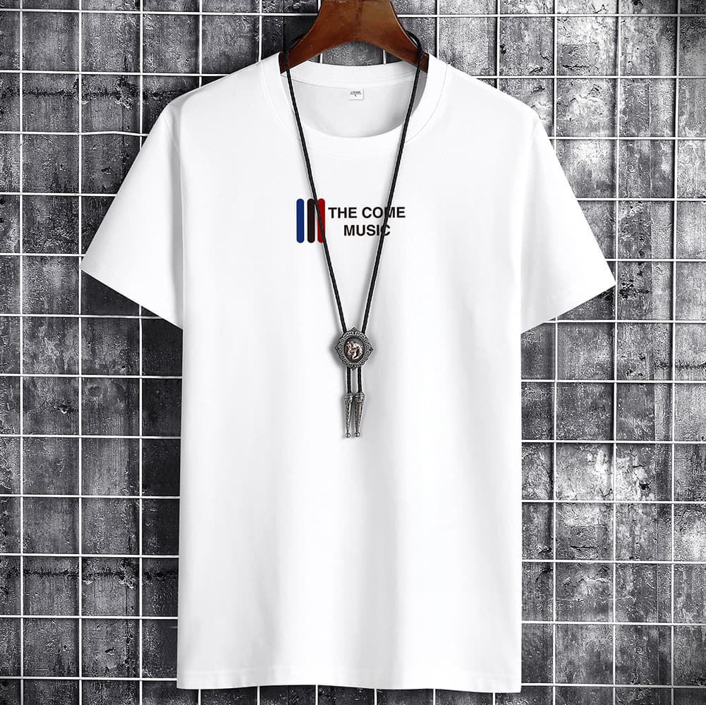 Men's Short Sleeve T-Shirt Inner Layer Loose Fit Summer Trendy Solid White Half Sleeve Top Plus Size Men's Clothing 1019