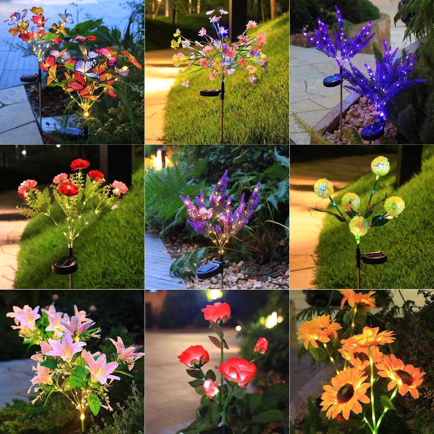 Cross-border LED Solar Simulated Flower Light Garden Yard Lawn Light Outdoor Garden Ground Insert Landscape Decorative Ambient Light