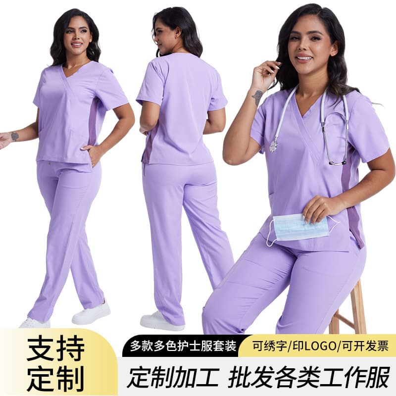 Custom Scrub Top Medical Staff Workwear Dental Clinic Hospital Doctor Nurse Uniform Short Sleeve Surgical Gown