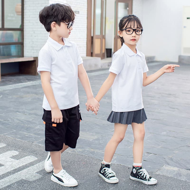 Polo Kids Short Sleeve T-Shirt 100% Cotton Children's Wear Ages 1-15 Summer Mid-Large Kids Polo Shirt School Uniform