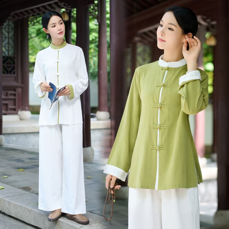 2025 Autumn New Retro Ethnic Style Modified Zen Meditation Yoga Outfit Loose Casual Long Sleeve Two-Piece Set Women