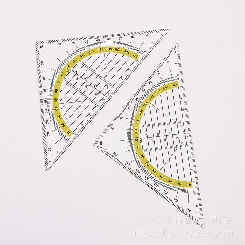 14cm Triangle Ruler Multifunctional Protractor Ruler Set Isosceles Triangle Transparent Plastic Ruler Cross-Border Supply