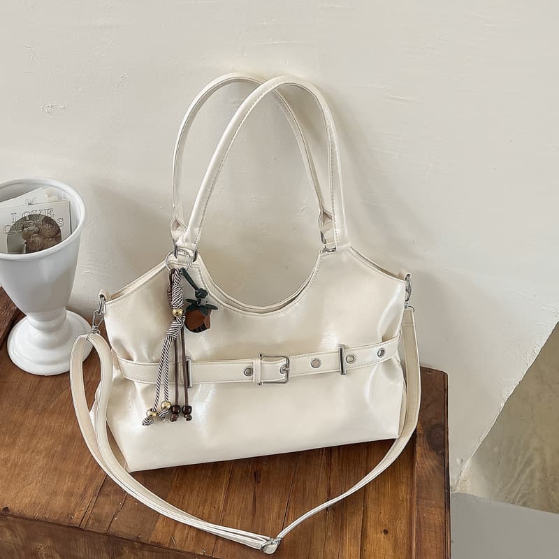 2026 New Korean Style Niche Fashion Shoulder Bag Women's Simple Fashion Underarm Bag Leather Tote Bag Commuting Handbag