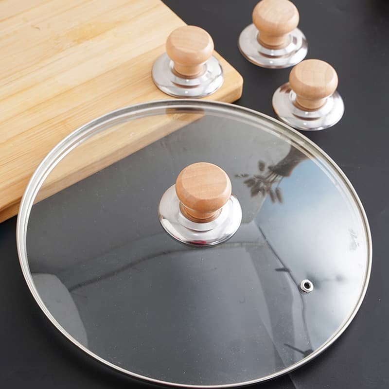 Wooden Lid Knob Universal Solid Wood Handle Wood Lid Top Anti-Scald Lid Knob Lid Cap Lid Screw Button