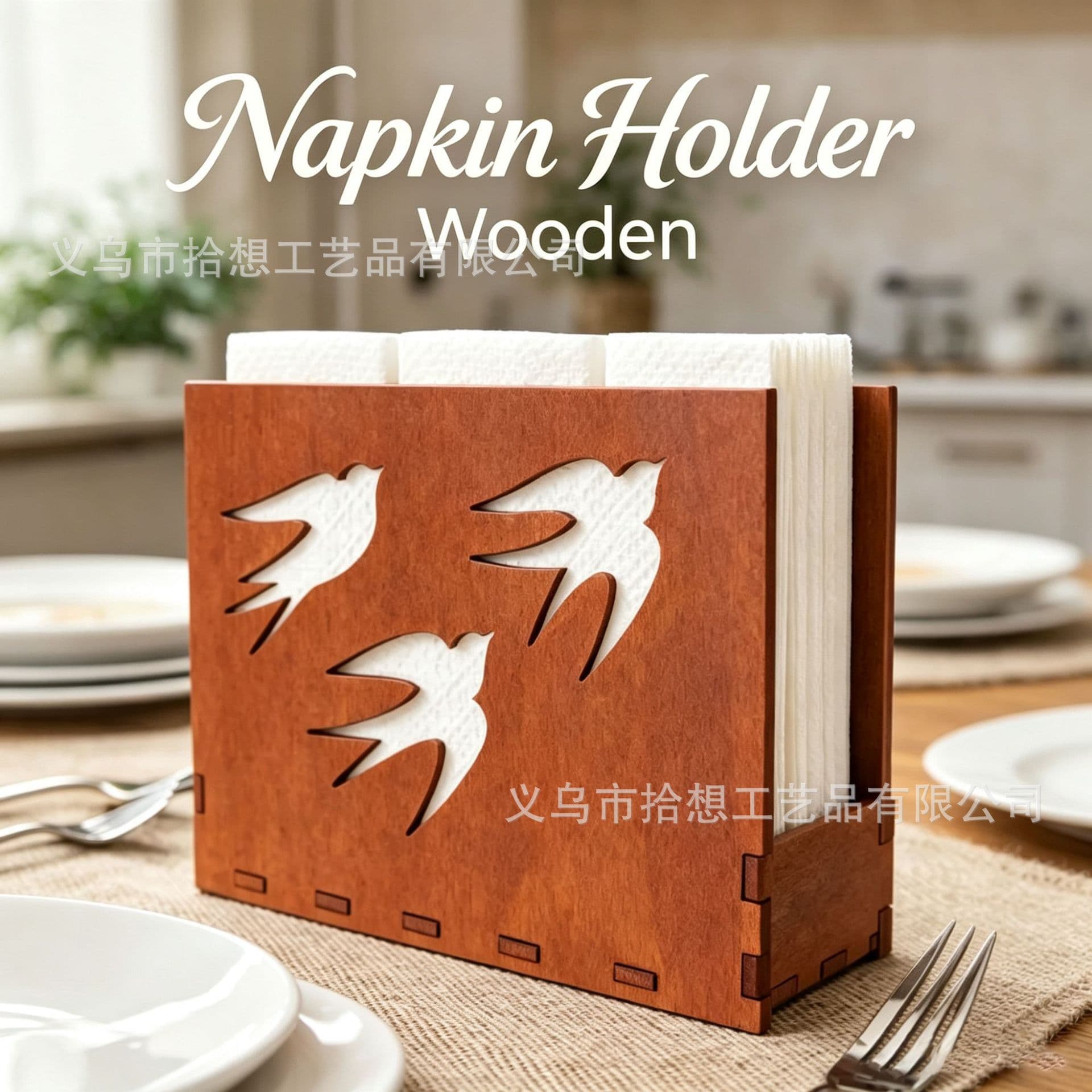 2 minimalist hollow design napkin storage racks, wooden hollow bird-shaped geometric tissue box, desktop decoration