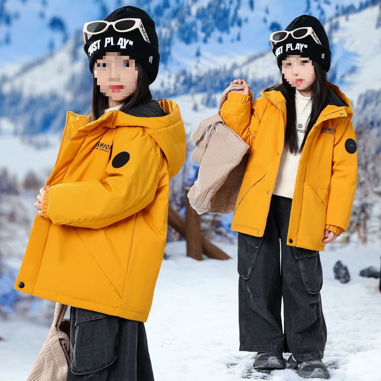 Children's Down Jacket Windbreaker Boys and Girls Down Cotton Padded Jacket Extra Large Thickened Mid-Childhood Winter Warm Outerwear Hooded