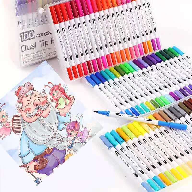 120 Colors 72 Colors 60 Colors Colored Soft Tip Fineliner Dual Tip Watercolor Pen Set Art Painting Supplies Kids Drawing Materials