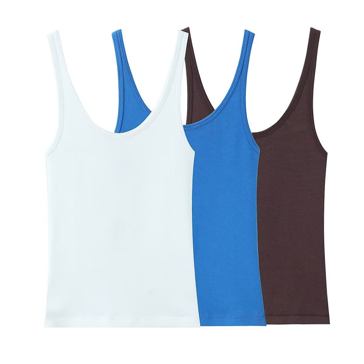 PB&ZA Cross-Border Wholesale Summer New Women's Round Neck Slim Fit Multi-Color Camisole T-Shirt 0858033