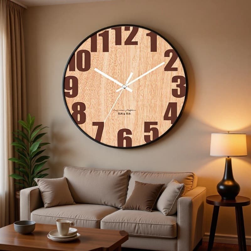 10inch Imitation Wood Grain Decorative Nordic Simple Wall Clock Living Room Bedroom Clock Wall-Mounted Decorative Wall Clock
