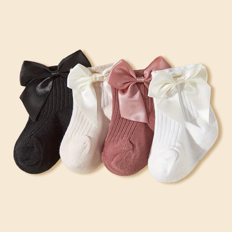 Girls socks lace socks spring and autumn new breathable bow princess style Lolita newborn socks children's socks