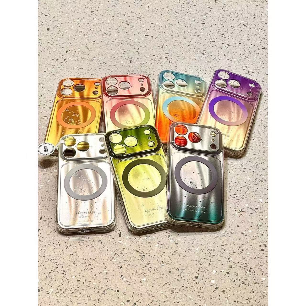 Premium Gradient Magnetic Double-Layer Case Compatible with iPhone 17 Pro Max, 16, iPhone 15, Shockproof Case for Women