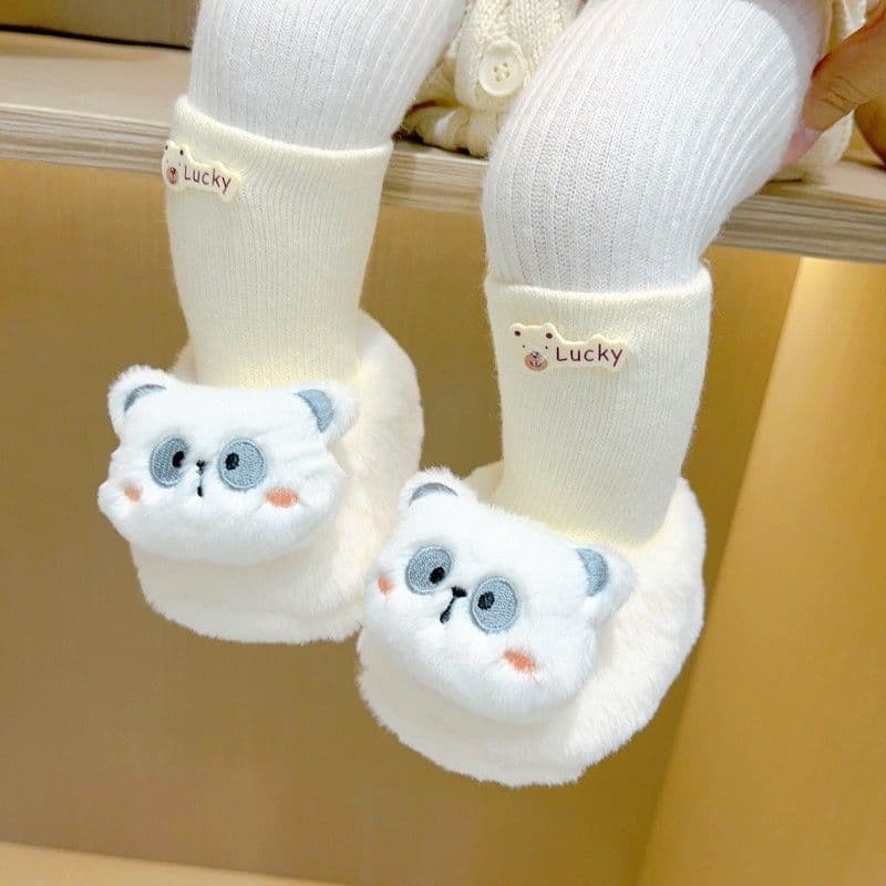 Infant Winter Shoes Newborn Thick Fleece-Lined Warm Cartoon Sock Shoes Baby Shoes Soft Sole Non-Slip Heel Walking Shoes