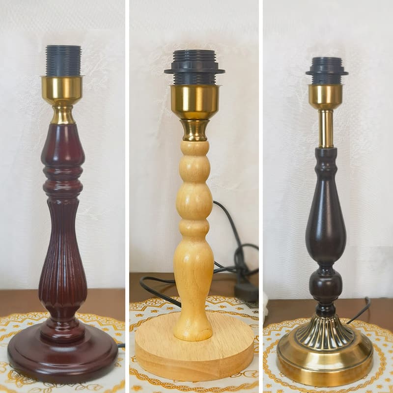 [Single Lamp Holder] [Power Cord Installed] E27 Screw Base Vintage Chinese Ceramic DIY Wooden Lamp Body