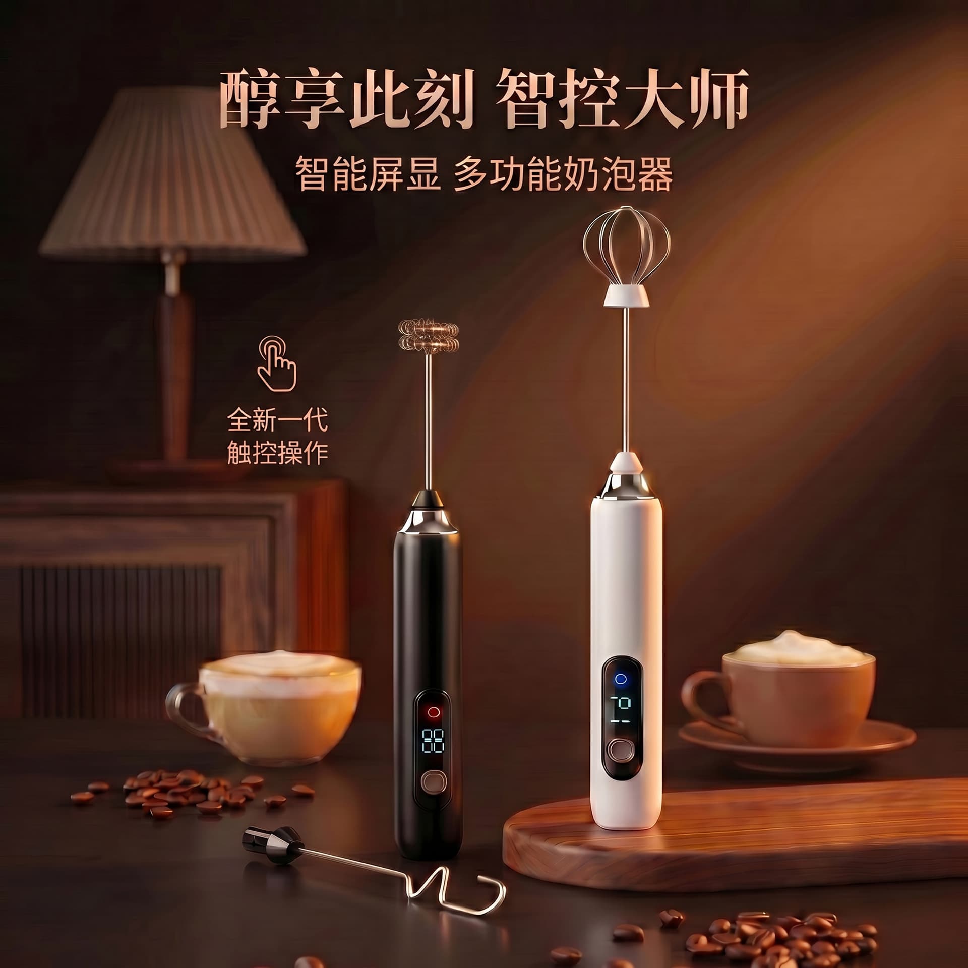 Stirring Rod Screen Display Milk Frother Coffee Frother Handheld Milk Stirrer Household Electric Egg Beater