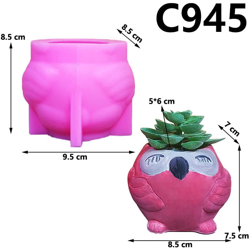 Owl Flower Pot Silicone Mold Succulent Green Plant Potted DIY Handmade Indoor Decoration C945-947