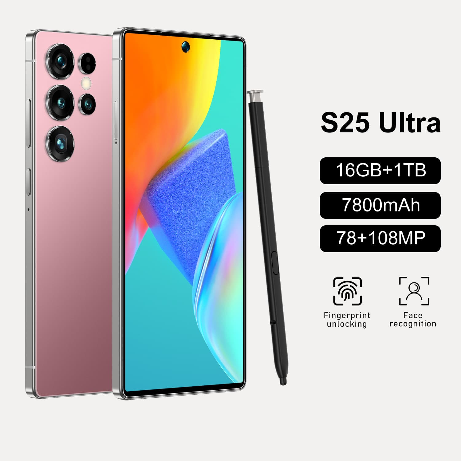 Cross-border 1:1 Phone Case S25 Ultra with Built-in Stylus, Foreign Trade Smart All-in-One True 4G Phone with Real Perforation