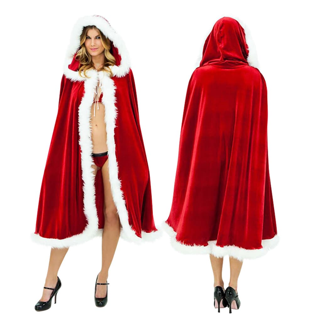 Christmas costumes, adult Christmas capes, performance costumes, elderly men's capes, women's velvet Little Red Riding Hood capes.