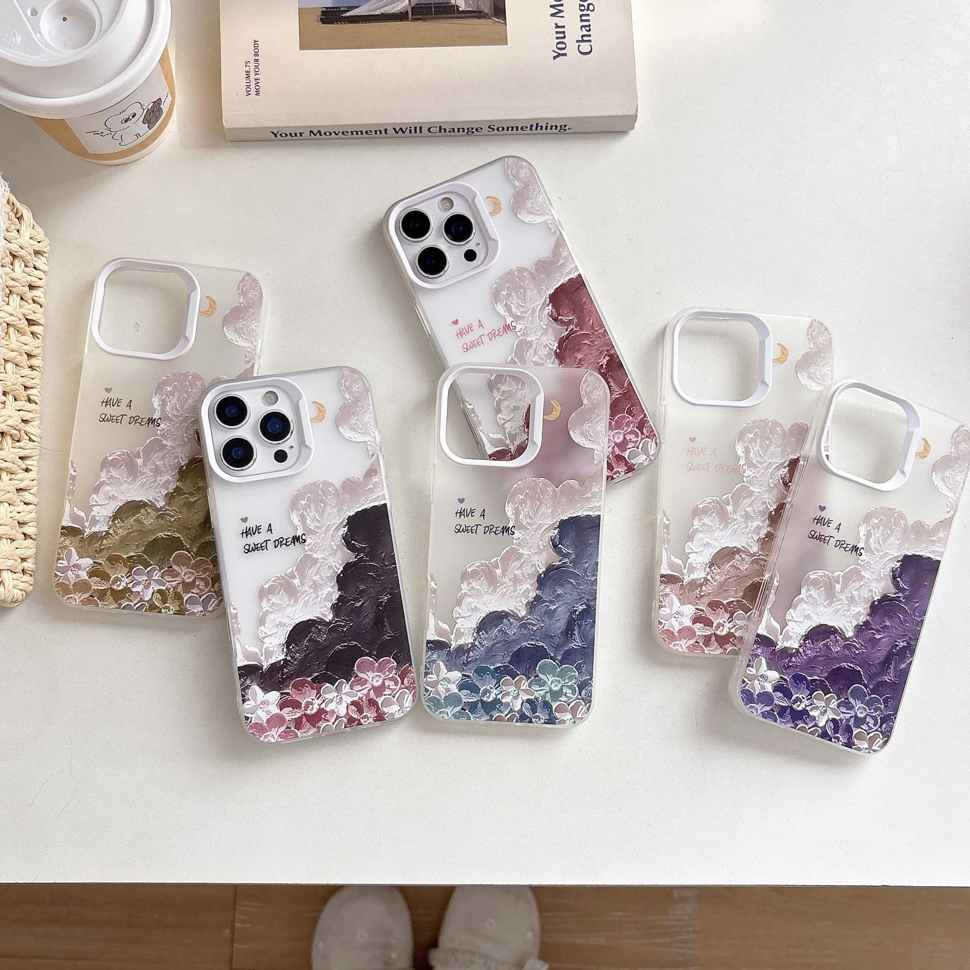 Oil painting cloud design compatible with iPhone 17 Pro Max, soft case for iPhone 15/14/13, export bestseller, iPhone 17 Pro, women