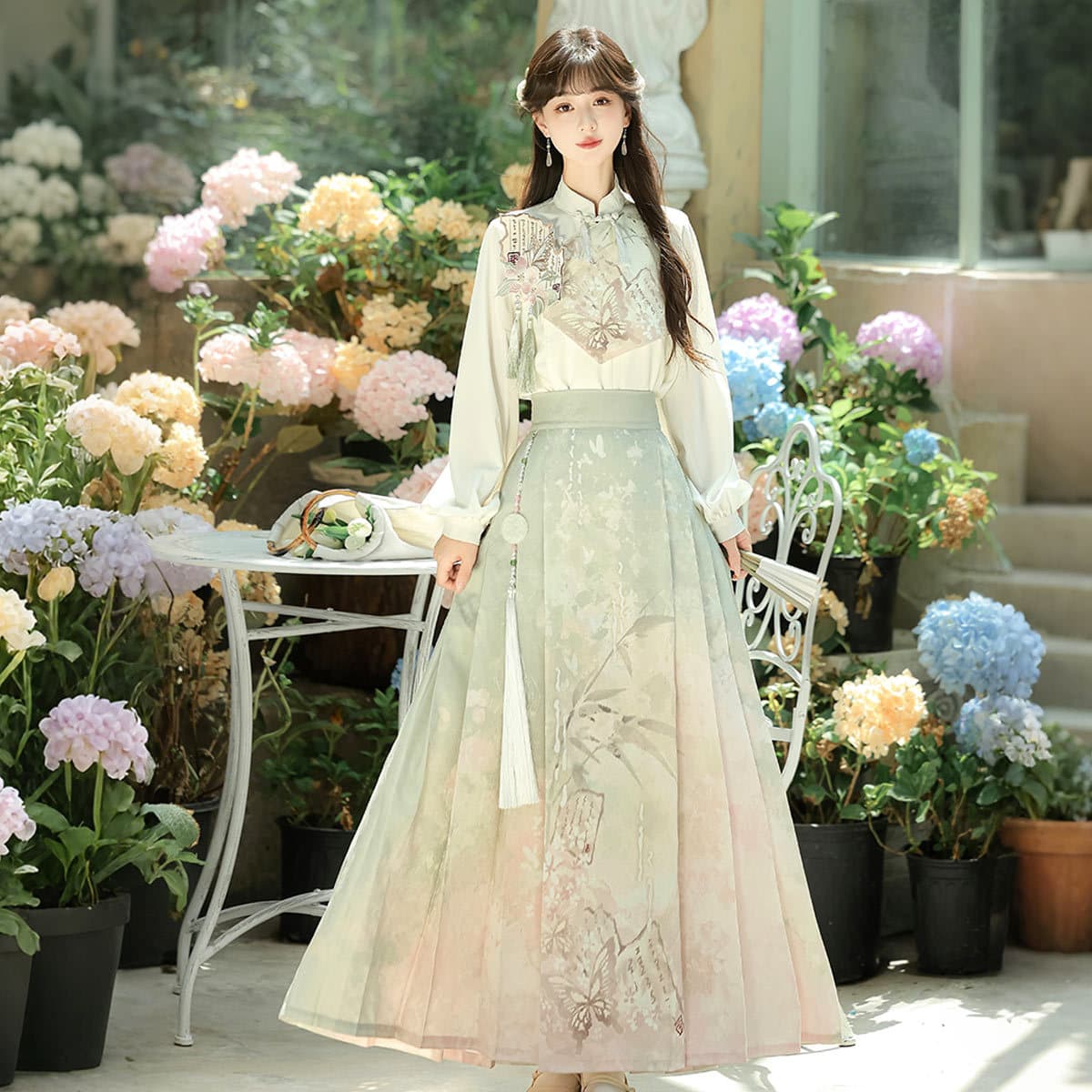 2026 Yimengge Original Huazhongxian Hanfu Women Chinese Style Han Element New Chinese Style Top and Skirt Set 7370