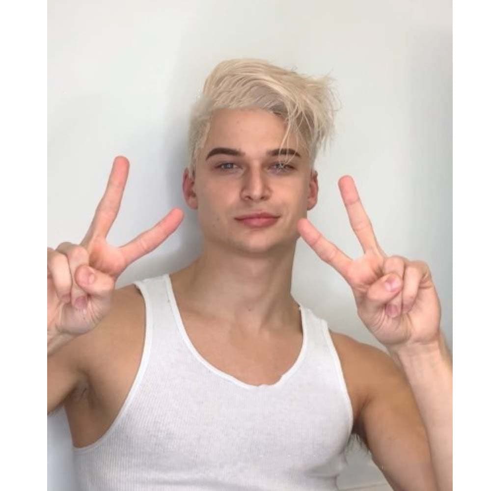 2023 New Men's Short Wig Natural Straight Blonde Hair Fiber Wig for Daily Role Play Party