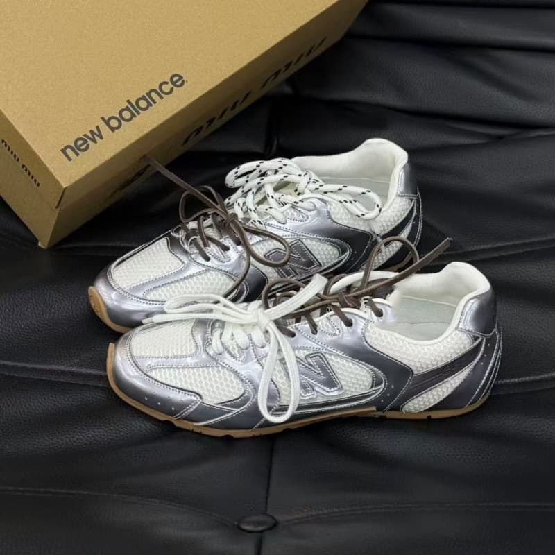 High Quality NB530 miu Collaboration Breathable Casual Shoes Thin Sole Lightweight Vintage Sports German Training Shoes Silver Agam Shoes