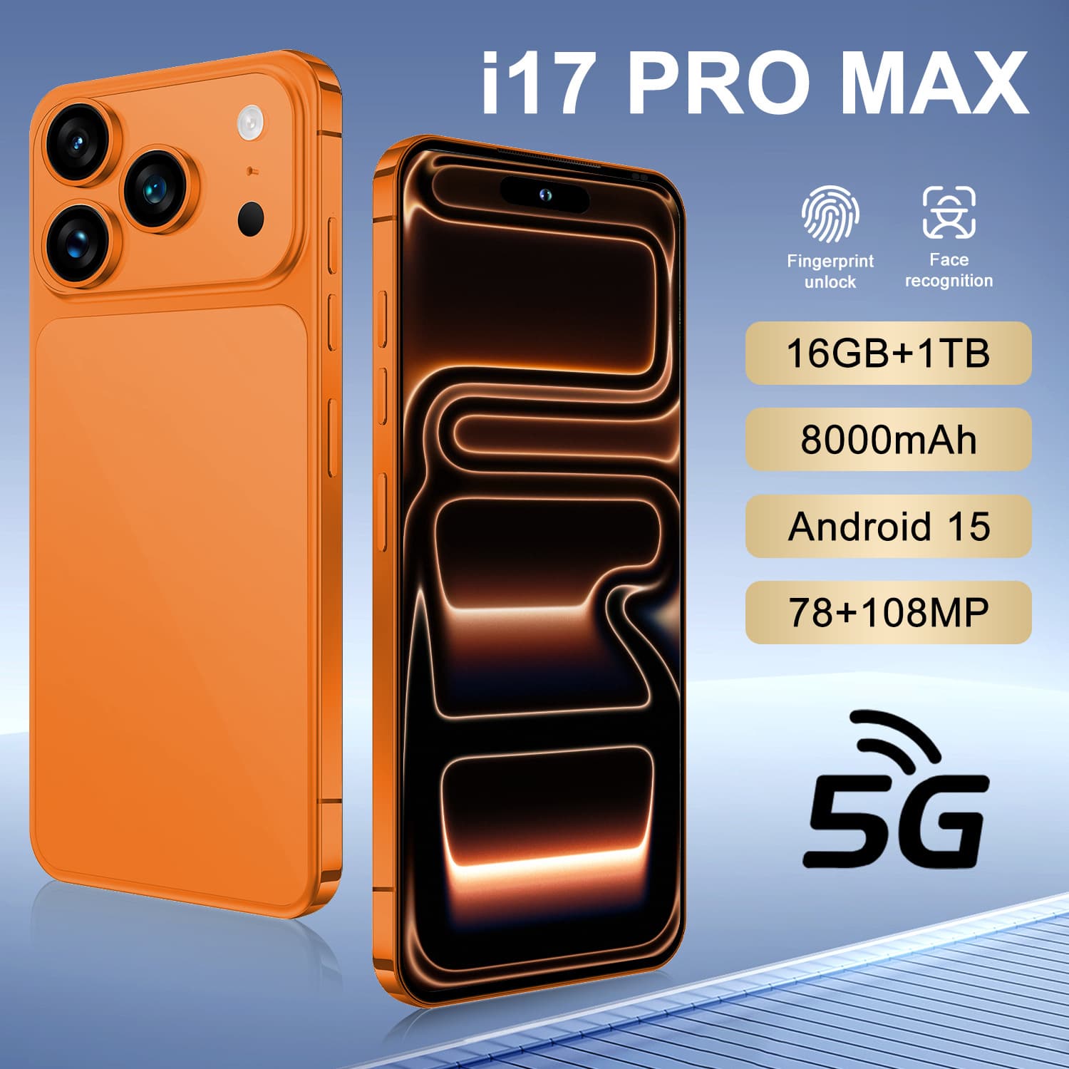 New Cross-Border i17 Pro Max Smartphone 7.3-inch 16+1TB Android Smartphone Factory Source