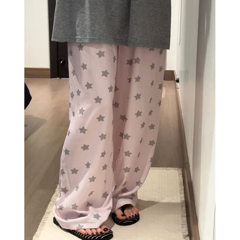 Star Cloud Cotton Cute Sleep Pants Spring Summer New Loose Casual Wide Leg Home Pants Walk Pants Wearable Outdoors
