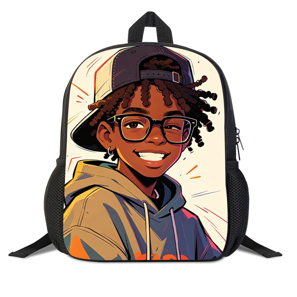 African Boy 12-inch Kids Backpack, Primary School Student Kindergarten Backpack School Season Factory