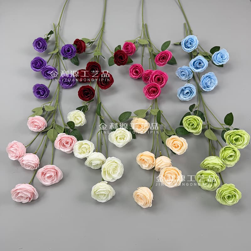 6-Head Linglong Rose Artificial Flower Wedding Decoration Floral Material Silk Flower Wedding Hall Arrangement Tianjin Faux Flower Cross-Border