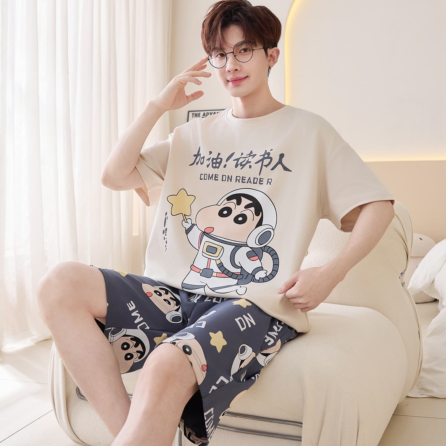 Men's Summer Pajamas Thin Cotton Short Sleeve Shorts Plus Size Youth 2026 New Homewear