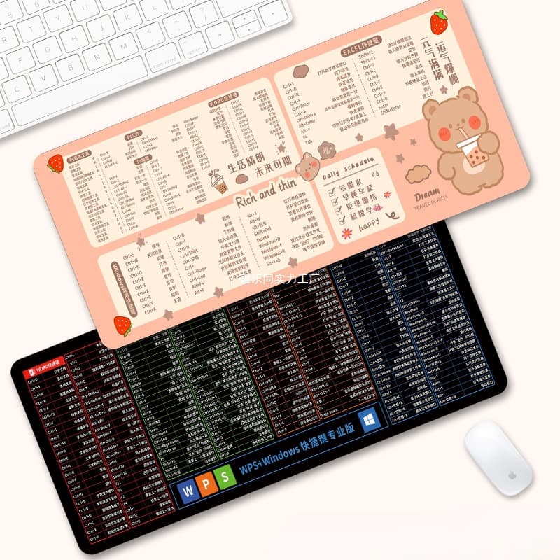 Extra Large Mouse Pad with CAD Office Shortcut Guide, Big Computer Desk Keyboard Mat for Women