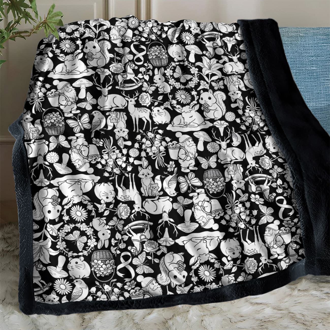 Factory Wholesale DIY Coloring Blanket Hand-Painted Coloring Blanket with Color Pens