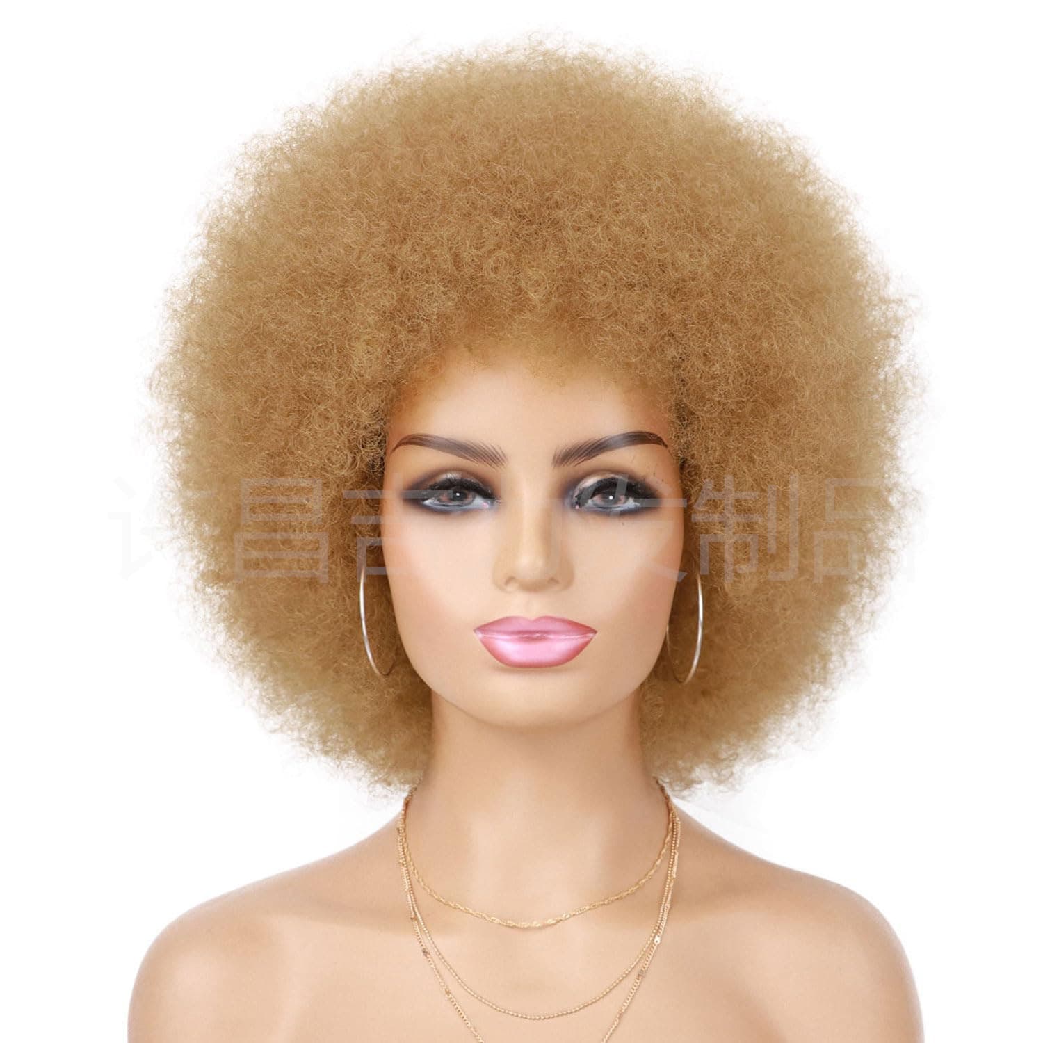 Amazon Black and White Two-Tone Wig African Fluffy Small Curl Black and White Color Block Cosplay Wig Cap
