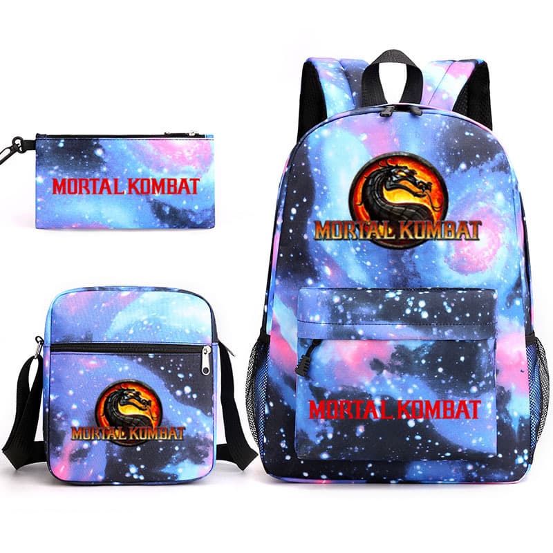 [Starry Sky School Bag Three-Piece Set] Mortal Kombat Pencil Bag + Shoulder Bag + Backpack