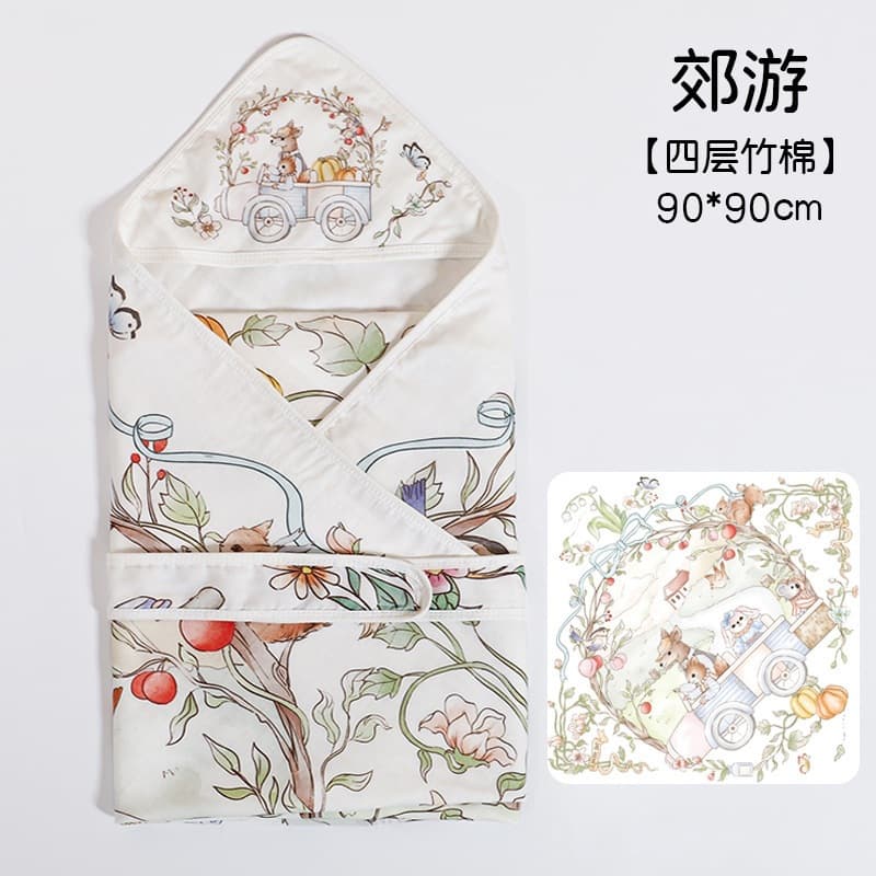 Newborn baby blanket newborn baby bamboo cotton type A outing gauze blanket spring and summer thin newborn bag sheet