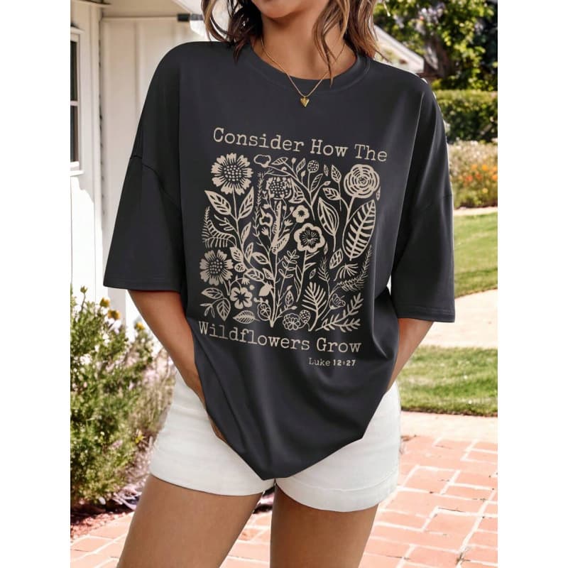 European size cotton INAWLY Women's Summer Casual Fit Round Neck Drop Sho