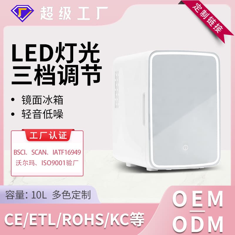Customizable 10L Mirror LED Mini Fridge Small Face Mask Beauty Desktop Storage Fridge Dormitory Refrigerator
