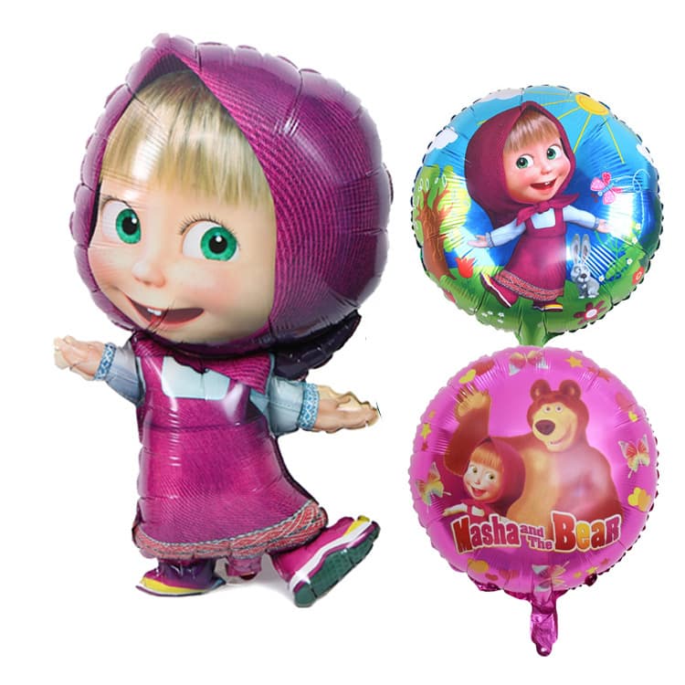 Cartoon Masha and Bear Aluminum Foil Balloons for Children's Birthday Party Decoration Balloon Wholesale