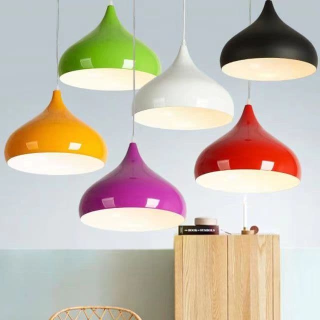 Modern Minimalist Small Pendant Light, Creative Hotpot Restaurant/Dining/Bar/Hair Salon/Bubble Tea Shop Colorful Lampshade