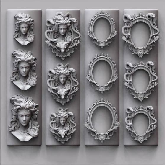 Cross-border hot selling Medusa manicure mold European style photo frame versatile three-dimensional relief high transparency diy nail decoration mold