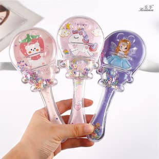 Cross-Border Transparent Kids Cartoon Detangling Comb Cute Girl Sand Air Cushion Massage Comb Portable Hairbrush Styling Comb
