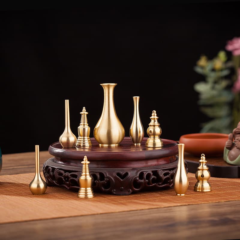 Brass Vase Pure Copper Creative Ornament Mini Small Desktop Living Room Flower Arrangement Decoration Antique Metal Craft