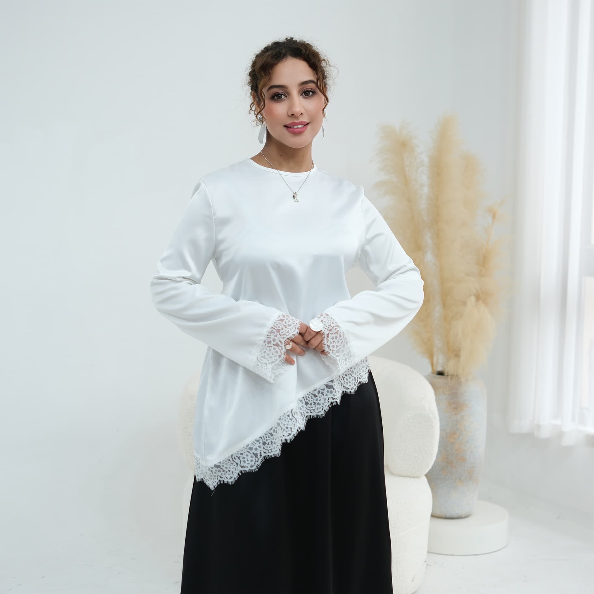 Real shot direct output, lace trim plus size top + skirt 1176&1177&1185