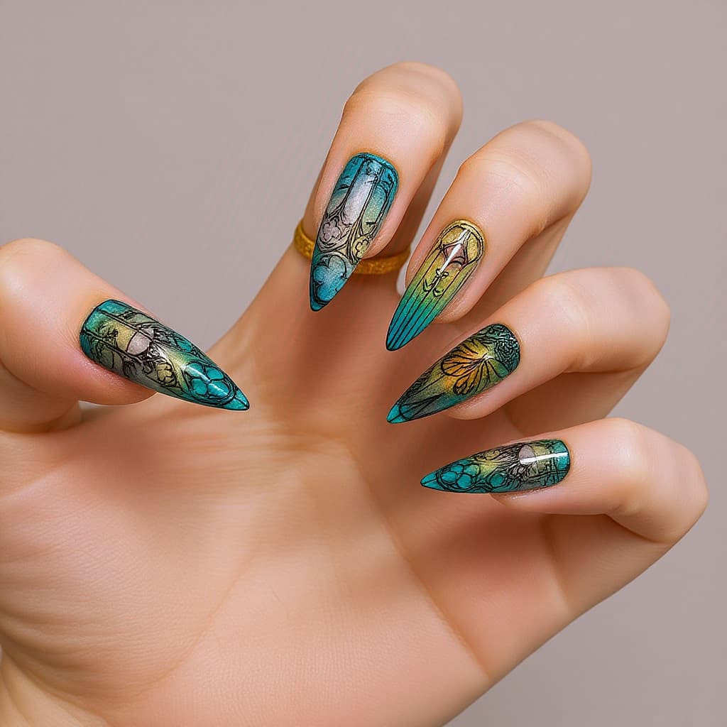 Cross-border Europe and America Gorgeous False Nails Sweet Cool Long Ballet Nails Glorious Rose Flower Butterfly Press-on Nails