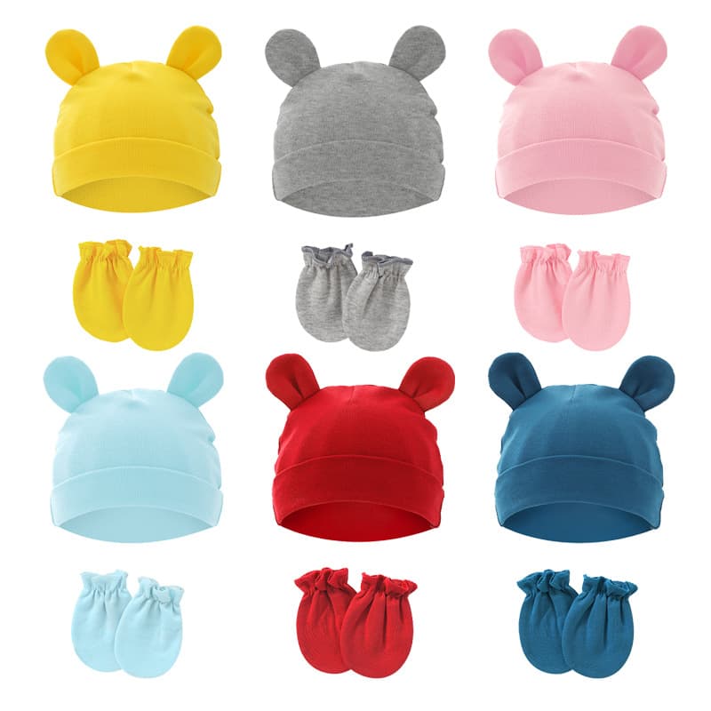 Foreign trade European and American newborn baby hats, anti-scratch gloves, baby caps, baby gloves, Amazon source 821054