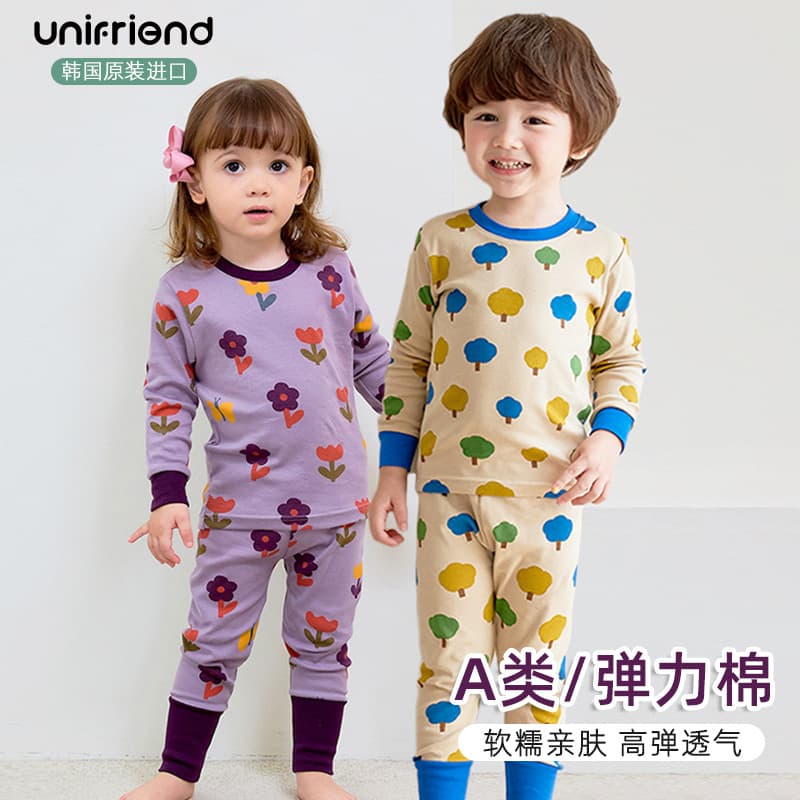 unifriend Kids Thermal Underwear Set for Boys and Girls, Baby Warm Base Layer, Stretch Autumn Winter