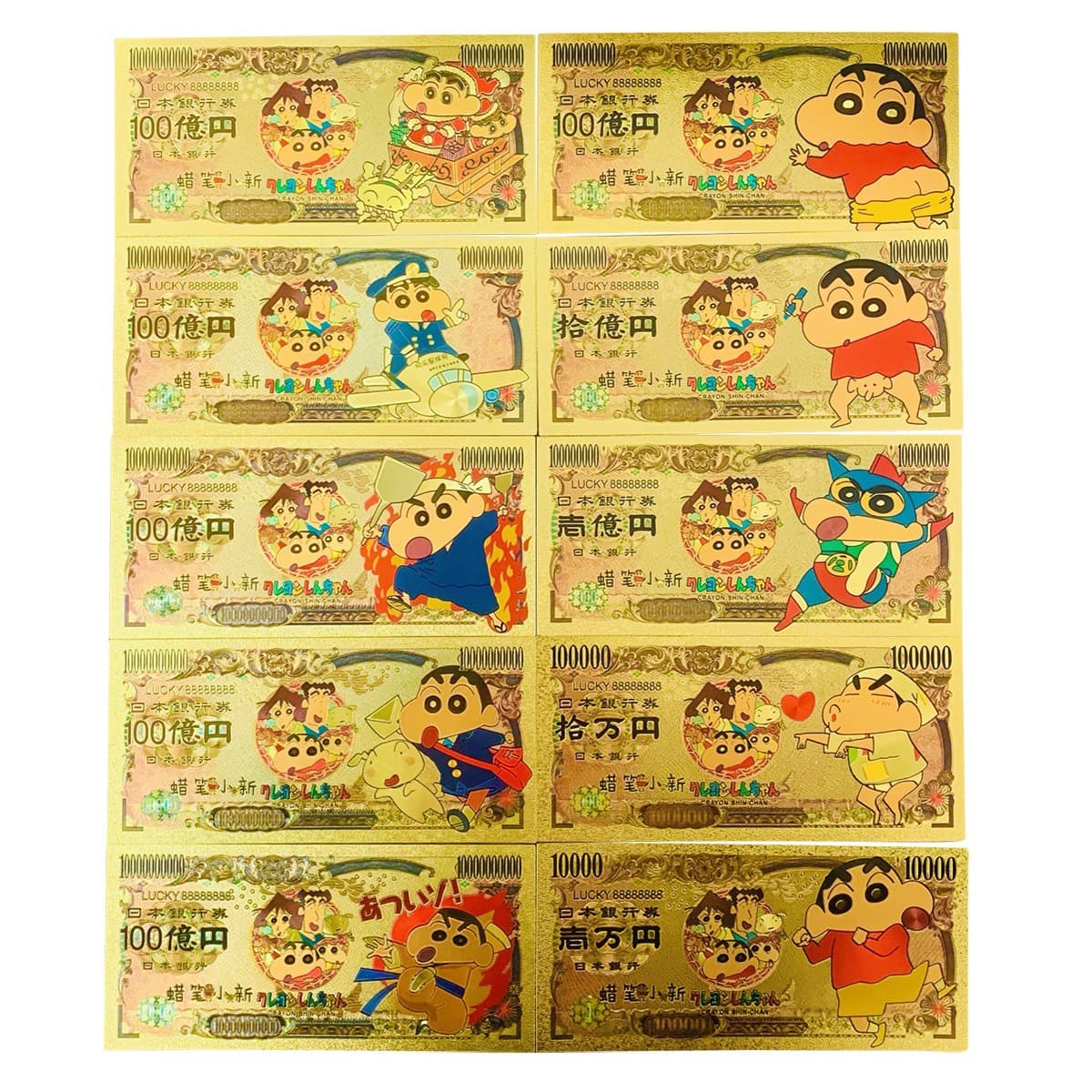 2023 Manufacturer Wholesale New Collection Gold Foil Japanese Anime Crayon Shin-chan Coin Plastic Coin Craft Commemorative Note