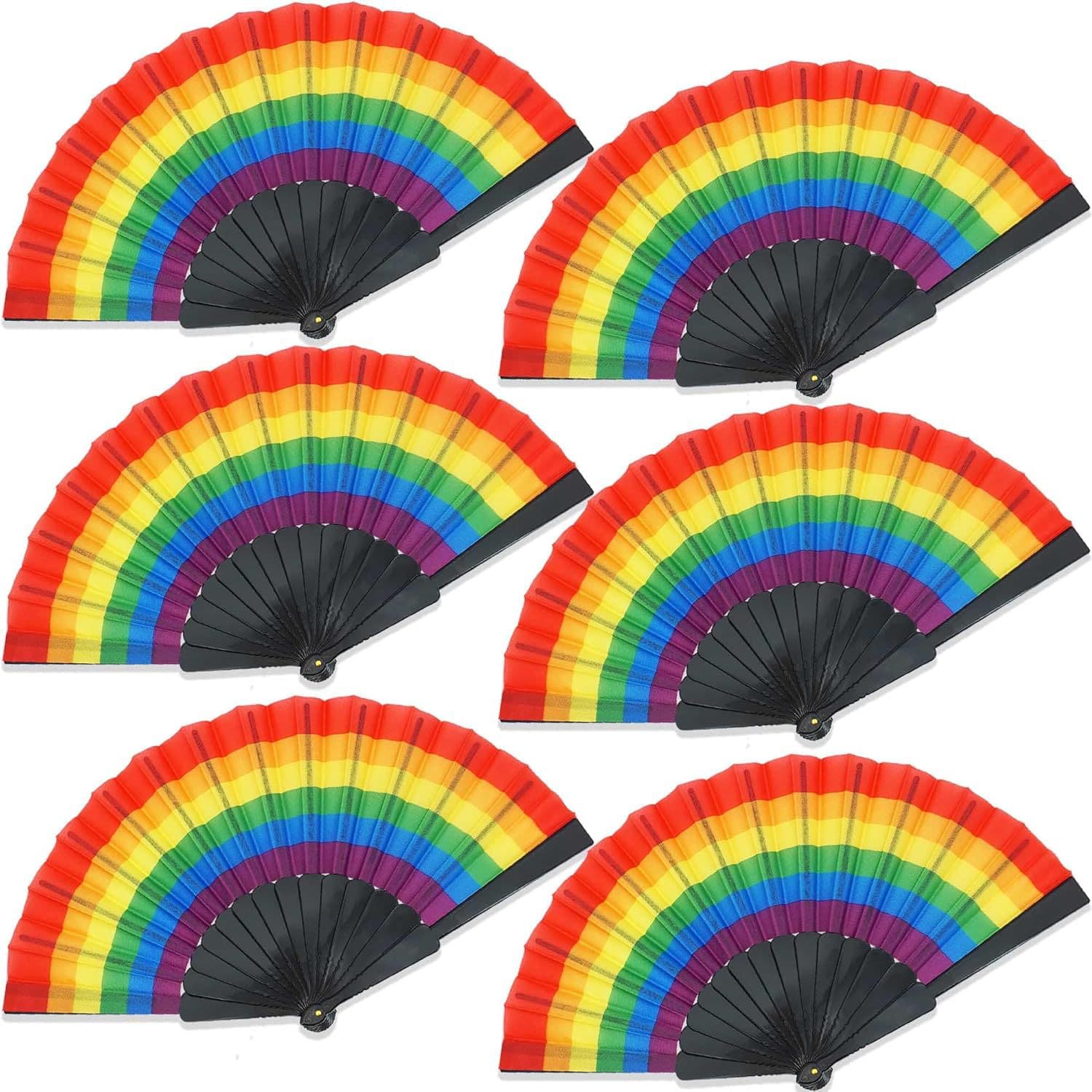 Cross-border rainbow fan folding fan rainbow flat fan dance fan Spanish Amazon fan
