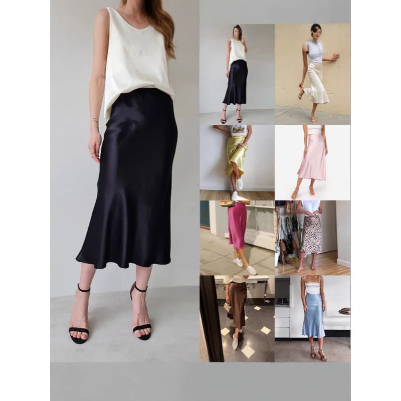 Cross-border Fishtail Skirt Europe and America 2025 Spring Satin Long High-waist Bodycon Multi-color Fishtail Skirt